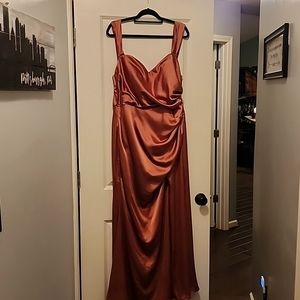 Revelry Ariel Convertible Satin Dress- Copper Size 22